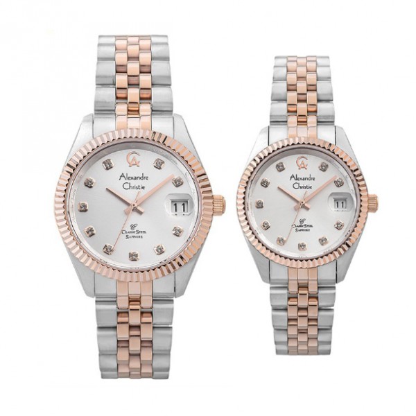 Alexandre Christie AC 5013 Silver Rosegold White Couple